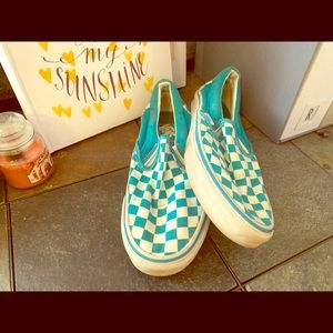 VANS teal checkerboard print